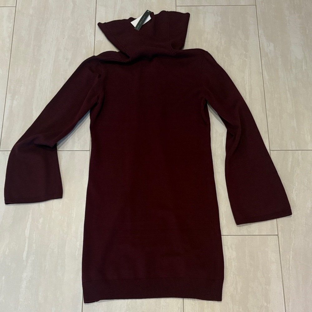 Joan Vass Rich Burgundy Long Sleeve Dress